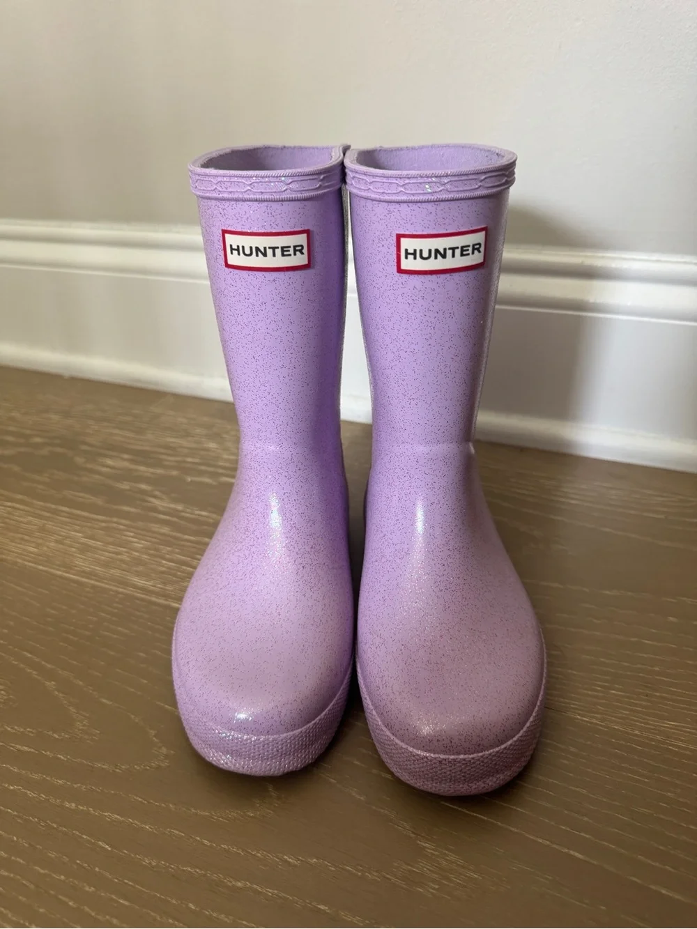 Hunter Lavender Glitter Kids Rain Boots